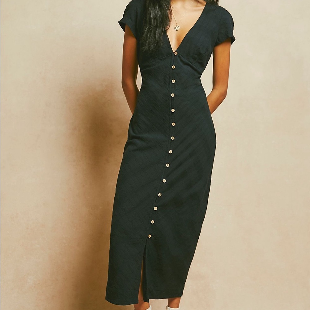 Free People New In Town Midi - FP Black Dress
